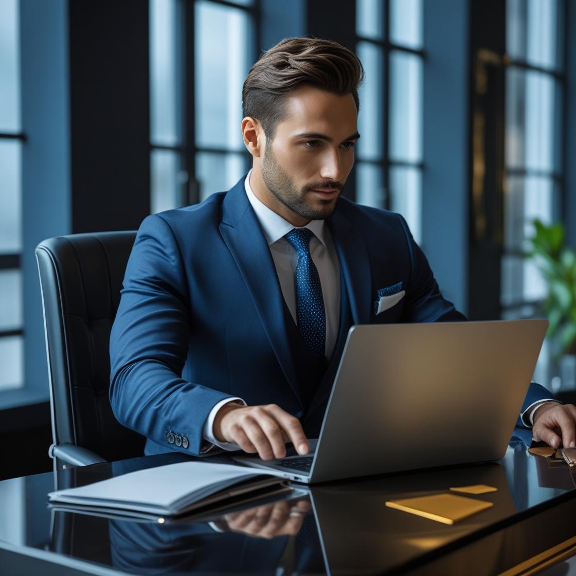 businessman making mony using computer